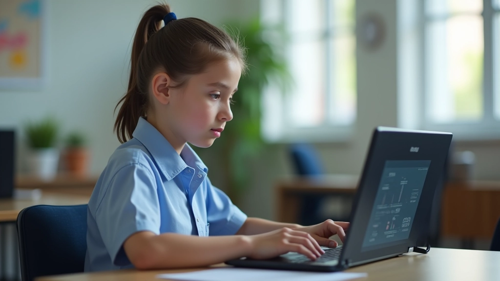 Bilgisayar ekranında uyarlamalı öğrenme platformı arayüzü, öğrenci ilerleme çizelgesi ve kişiselleştirilmiş egzersizler